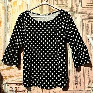 Green Envelope Polka Dot Ruffle Sleeve Blouse